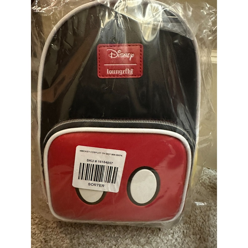 Loungefly Disney Mickey Mouse Oh Boy Mini Backpack NWT Black Red Floral Zip
